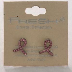 Pink ribbon earrings